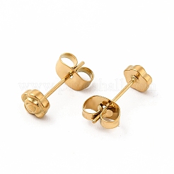 女性用304ステンレススチールフラワースタッドピアス  18KGP本金メッキ  5x5mm  ピン：0.7mm&nbsp;EJEW-C004-04G
