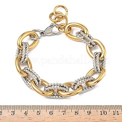 女性用304ステンレススチールアズキチェーンブレスレット  ゴールデン·ステンレス鋼色  8-1/4インチ（21cm）&nbsp;BJEW-B158-03GP