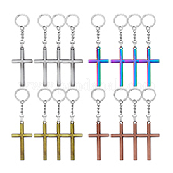 16Pcs 4 Colors Alloy Cross Charm Keychains&nbsp;KEYC-PH01546