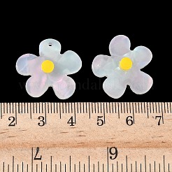 オペークアクリルパーツ  花  ホワイト  21x23x4.5mm  穴：1.2mm&nbsp;FIND-K024-02B