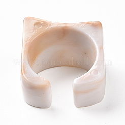 女性のためのアクリルカーブ長方形のオープンカフリング  ミックスカラー  usサイズ7 1/4(17.5mm)  140個/ 500g&nbsp;OACR-B002-02