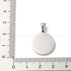 304ステンレスペンダント  文字入りのフラットラウンドい貝殻チャーム  ステンレス鋼色  文字C  20.5x17.5x1.5mm  穴：2.5x4.5mm&nbsp;STAS-I204-C-P