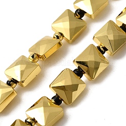 電気メッキガラスビーズセット  正方形  多面カット  ミックスカラー  8x8x5.5mm  穴：0.8mm  約37個/連  15.75''（40センチメートル）&nbsp;EGLA-F166-07