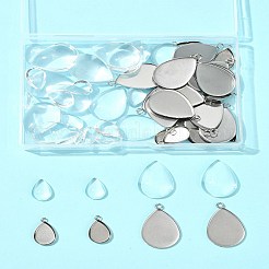 DIY Teardrop 304 Stainless Steel Pendant Making Kits&nbsp;DIY-FS0008-40