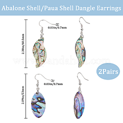 2 Pairs 2 Style Natural Abalone Shell/Paua Shell Dangle Earrings&nbsp;EJEW-BBC0001-23