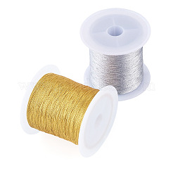2ロール 2色 3本撚り 丸型ペット用メタリック糸  ミックスカラー  0.1mm  1ロール/色&nbsp;MCOR-TA0001-03A