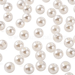 パール調アクリルビーズ  染め  ラウンド  乳白色  10x9.5mm  穴：2.5mm  約1070個/ポンド&nbsp;PL611-1