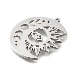 304ステンレスペンダント  レーザー切断  太陽と月のチャーム  ステンレス鋼色  32.5x28x1.5mm  穴：1.5mm&nbsp;LS-STAS-S178-06P