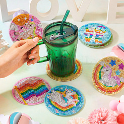 DIY Diamond Painting Rainbow Theme Cup Mat Kits&nbsp;DIAM-TAC0001-02