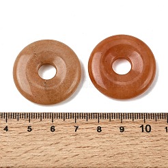 天然石レッドアベンチュリンペンダント  ドーナツ/円盤チャーム  30x6mm  穴：8mm&nbsp;G-A320-01A-16