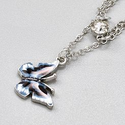 Iron and Alloy Enamel Butterfly Anklets for Women&nbsp;AJEW-WH0455-109P-02