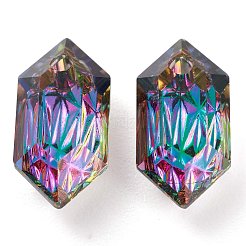 エンボスガラスラインストーンペンダント  双円錐形  多面カット  13x6.5x4mm  穴：1.5mm&nbsp;GLAA-J101-02A-001VO