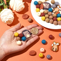秋をテーマにしたシリコンビーズセット  ミックスカラー  15mm  7色  8個/カラー  56pc&nbsp;FIND-YW0006-78