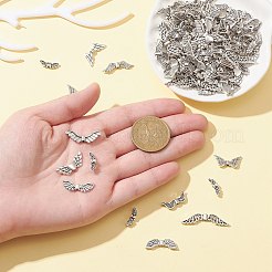 100Pcs 10 Styles Tibetan Style Alloy Fairy Wing Beads&nbsp;TIBEB-CJ0001-27