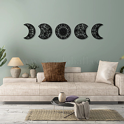 Wood Moon Phase Pendant Decoration&nbsp;HJEW-WH20013-004
