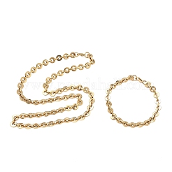 304ステンレススチール製ディスクリンクチェーンネックレス＆ブレスレットセット  イオンプレーティング（ip）  18KGP本金メッキ  608mm&nbsp;SJEW-D091-05G