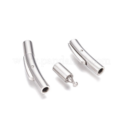 変色防止コラム 304 ステンレススチール製バヨネットネックレス留め具  ステンレス鋼色  25x5x4mm  穴：2mm&nbsp;STAS-N014-36