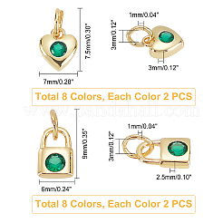 32Pcs 16 Style Brass Micro Pave Cubic Zirconia Pendants&nbsp;KK-PH0001-80