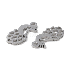 変色しない304ステンレススチールペンダント  レーザー切断  孔雀チャーム  ステンレス鋼色  16.5x7.5x1mm  穴：1.6mm&nbsp;STAS-F300-09P