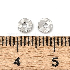 真鍮製スペーサービーズ  ウェーブフラットラウンド  プラチナメッキ  4x1mm  穴：1mm&nbsp;KK-D375-06P