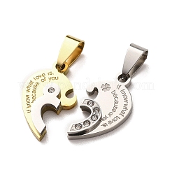 304 Stainless Steel Rhinestone Split Pendants&nbsp;STAS-F368-17GP