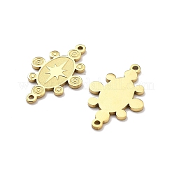 イオンプレーティング（IP）304ステンレススチールコネクタチャーム  太陽  18KGP本金メッキ  12x18.5x1mm  穴：1mm&nbsp;STAS-G347-13G