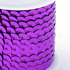 環境に優しいプラスチックスパンコールビーズ  スパンコールビーズ  装飾アクセサリー  フラットラウンド  青紫色  6mm  約5m /ロール&nbsp;PVC-Q092-6mm-12