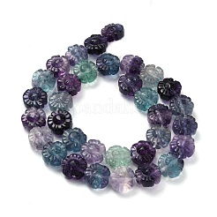 天然蛍石の彫刻ビーズ連売り  花  12~12.5x8~8.5mm  穴：1mm  約33個/連  15.94''（40.5センチメートル）&nbsp;G-L634-J04-F01
