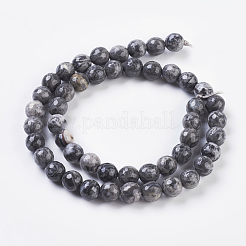 天然マップストーン/ピカソストーン/ピカソジャスパー連売り  多面カットラウンド  グレー  8mm  穴：1mm  約44個/連  14.5インチ&nbsp;X-G-G099-8mm-27