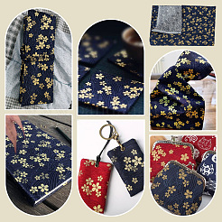 綿生地  服装アクセサリー  花柄  ミッドナイトブルー  1000x1480x0.2mm&nbsp;DIY-WH0622-613A