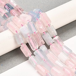 天然ローズクォーツとアクアマリンのビーズ連売り  シードビーズで  ファセット列  9~11x6~7.5x6~7.5mm  穴：1.2mm  約30個/連  15.16~15.55インチ（38.5~39.5cm）&nbsp;G-G068-A27-01