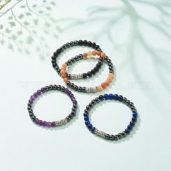女性用宝石と合成ヘマタイトストレッチブレスレット  内径：2-1/8インチ（5.5cm）&nbsp;BJEW-JB08472