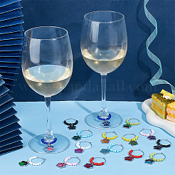 Dog Paw Prints Alloy Enamel Wine Glass Charms&nbsp;AJEW-AB00196