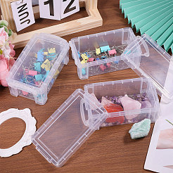 透明なプラスチック製の積み重ね可能なミニオーガナイザービーズコンテナ（ロック蓋付き）  小さな工芸品用  長方形  透明  13.8x7.8x5.1cm  内径：11.55x6.3のCM&nbsp;CON-WH0123-31E