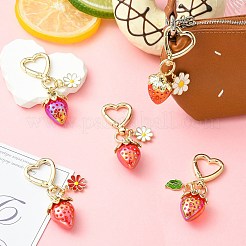 5 個のアクリルペンダント装飾  合金回転式ナスカン付き  苺  レッド  67mm&nbsp;HJEW-CJ00091