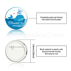 ブリキブローチ  プラスチック底と鉄ピン付き  フラットラウンド  ミックスカラー  言葉  58x4mm  9個/セット&nbsp;JEWB-WH0013-023