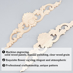 Natural Solid Wood Carved Onlay Applique Craft&nbsp;WOOD-WH0101-71