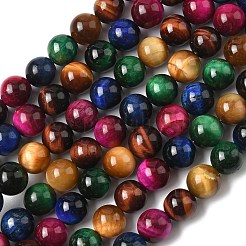 天然石タイガーアイビーズ連売り  ラウンド  ミックスカラー  10mm  穴：1mm  約19個/連  7~7.5インチ&nbsp;G-G101-10mm-6