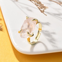 Natural Rose Quartz Finger Rings&nbsp;RJEW-B122-01G-06