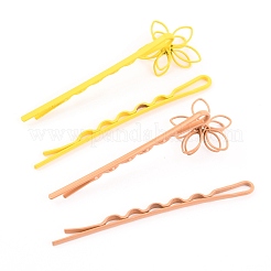 4本塗装鉄髪ボビーピン  花の合金パーツ  ミックスカラー  63x20.5x11mm  64.2x2.5x5mm  2スタイル  2色&nbsp;LS-PHAR-I007-14B