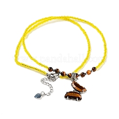 Natural Tiger Eye Faceted Butterfly  Pendant Necklaces&nbsp;NJEW-G143-01G