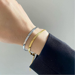 304ステンレススチールヘリンボーンチェーンブレスレット1個、男性用、女性用  ステンレス鋼色  ワイド：3mm  6-1/2インチ（16.5cm）&nbsp;BJEW-DJ0001-56