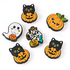 ハロウィーンテーマシリコンフォーカルビーズ6スタイル6個  混合図形  29.5~30x23~28x8.5~9.5mm  穴：2~3.5mm  1個/スタイル&nbsp;SIL-TA0002-44