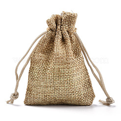 Polyester Imitation Burlap Packing Pouches Drawstring Bags&nbsp;ABAG-R005-9x7-15