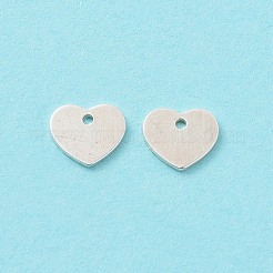 スターリングシルバー チェーン エクステンダー ドロップ 925 個  ハートチャームエクステンダーチェーンタブ  銀  6x7x0.7mm  穴：0.9mm&nbsp;STER-F053-14S