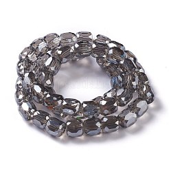 電気メッキガラスビーズ  パール光沢メッキ  ファセットバレル  グレー  10x10mm  穴：1mm&nbsp;GLAA-F108-13A-03