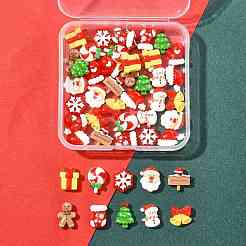 48個 12スタイル クリスマス 不透明樹脂 デコデン カボション  ミックスカラー  混合図形  10.5~14x10~15x4.5~6mm  4個/スタイル&nbsp;CRES-FS0001-34B