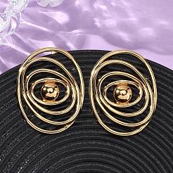 304 Stainless Steel Oval Stud Earrings&nbsp;EJEW-L304-08G