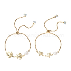 2Pcs 304 Stainless Steel Cable Chain Slider Bracelets&nbsp;BJEW-JB13423