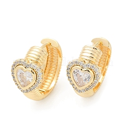 Brass Clear Cubic Zirconia Hoop Earrings&nbsp;EJEW-Q016-03G